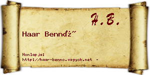 Haar Bennó névjegykártya